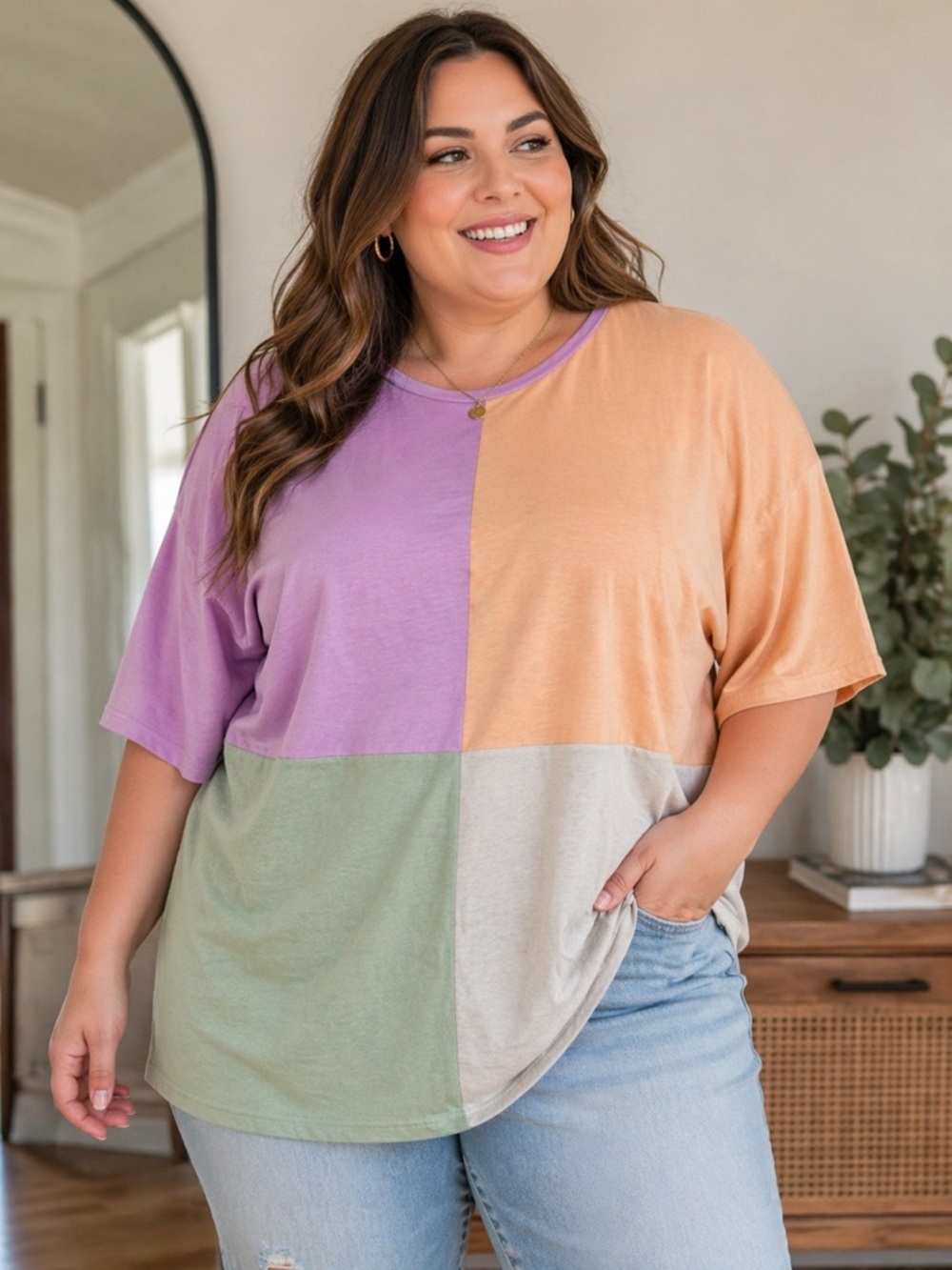 Missguided Color Block Tunic Pullover Tee Shirt Women’s 20 Plus Size